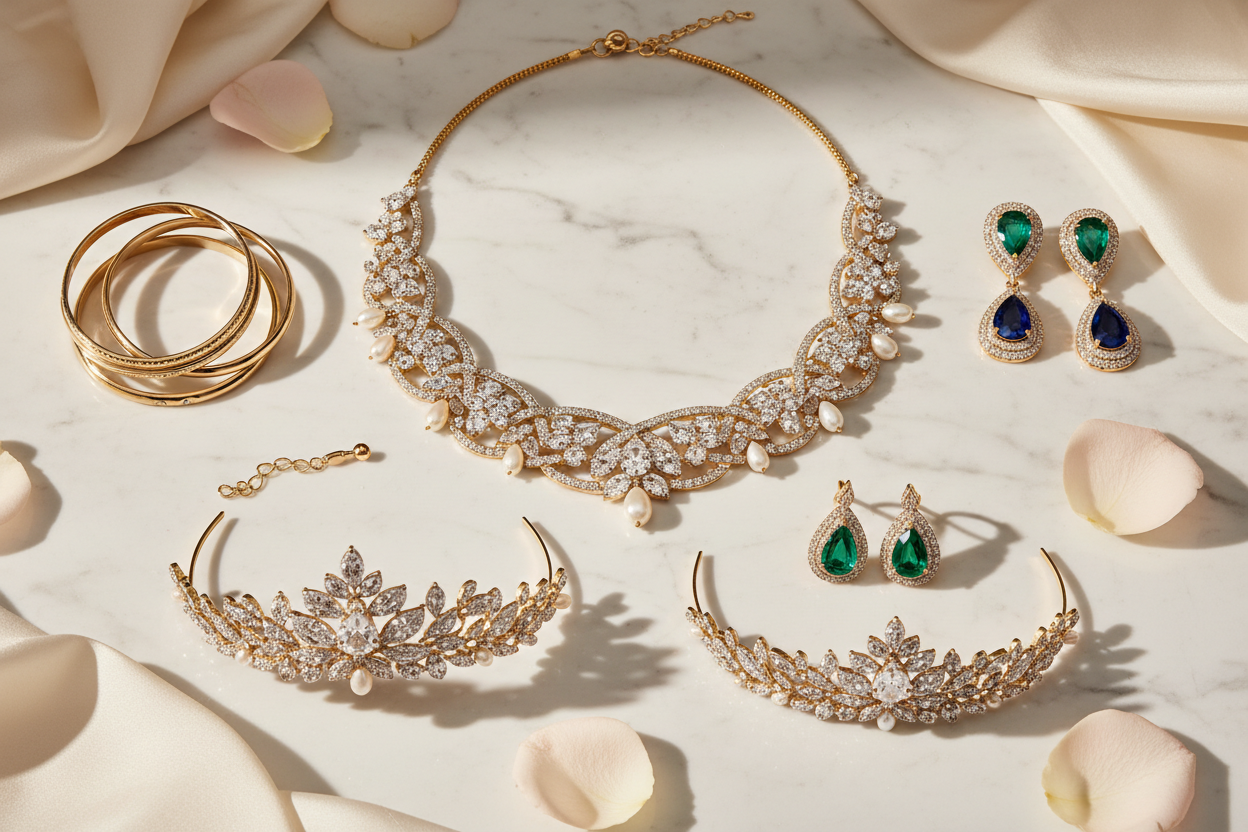 Exclusive wedding necklaces, bangles, earrings & bridal sets.