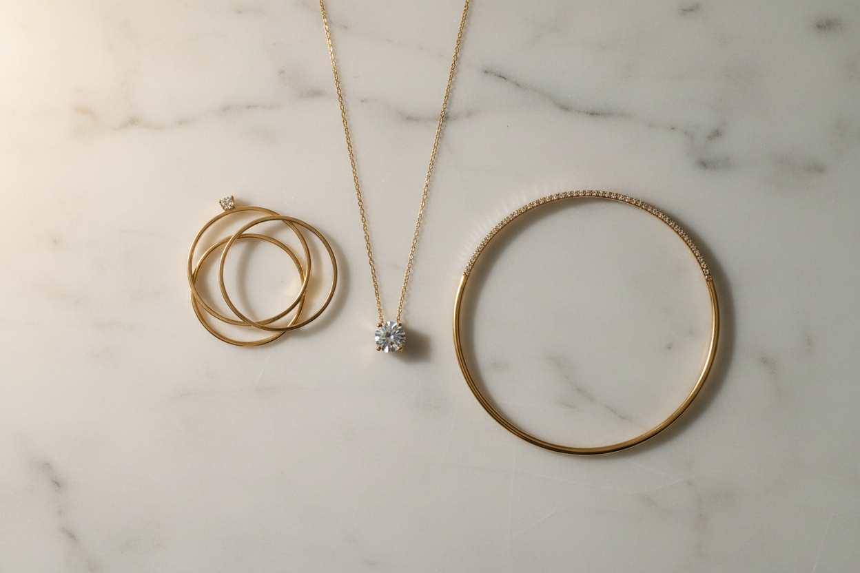 Minimalist gold and diamond jewelry for daily luxury.