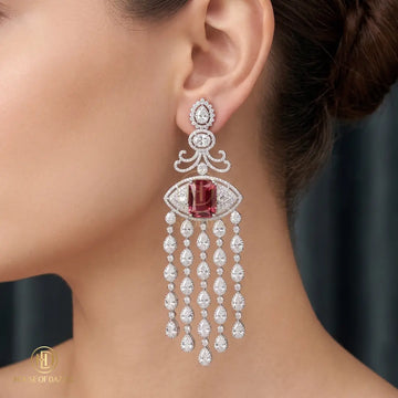 Ruby Cascade Diamond Tassel Earrings