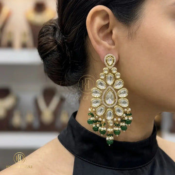 Emerald Grace Kundan Statement Earrings