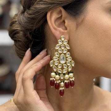 Ruby Pearl Kundan Chandeliers
