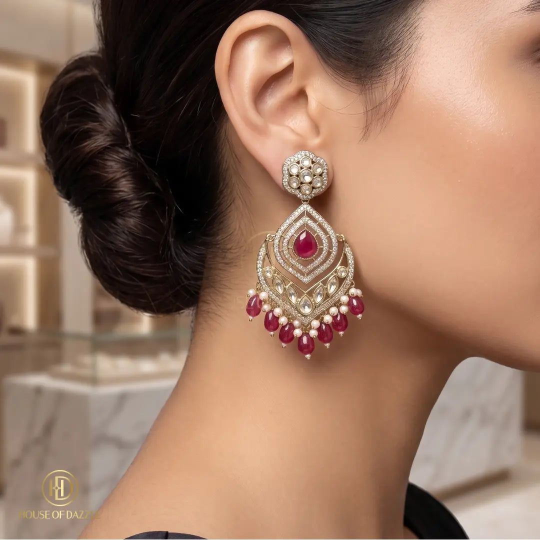 Ruby Radiance Kundan Drop Earrings
