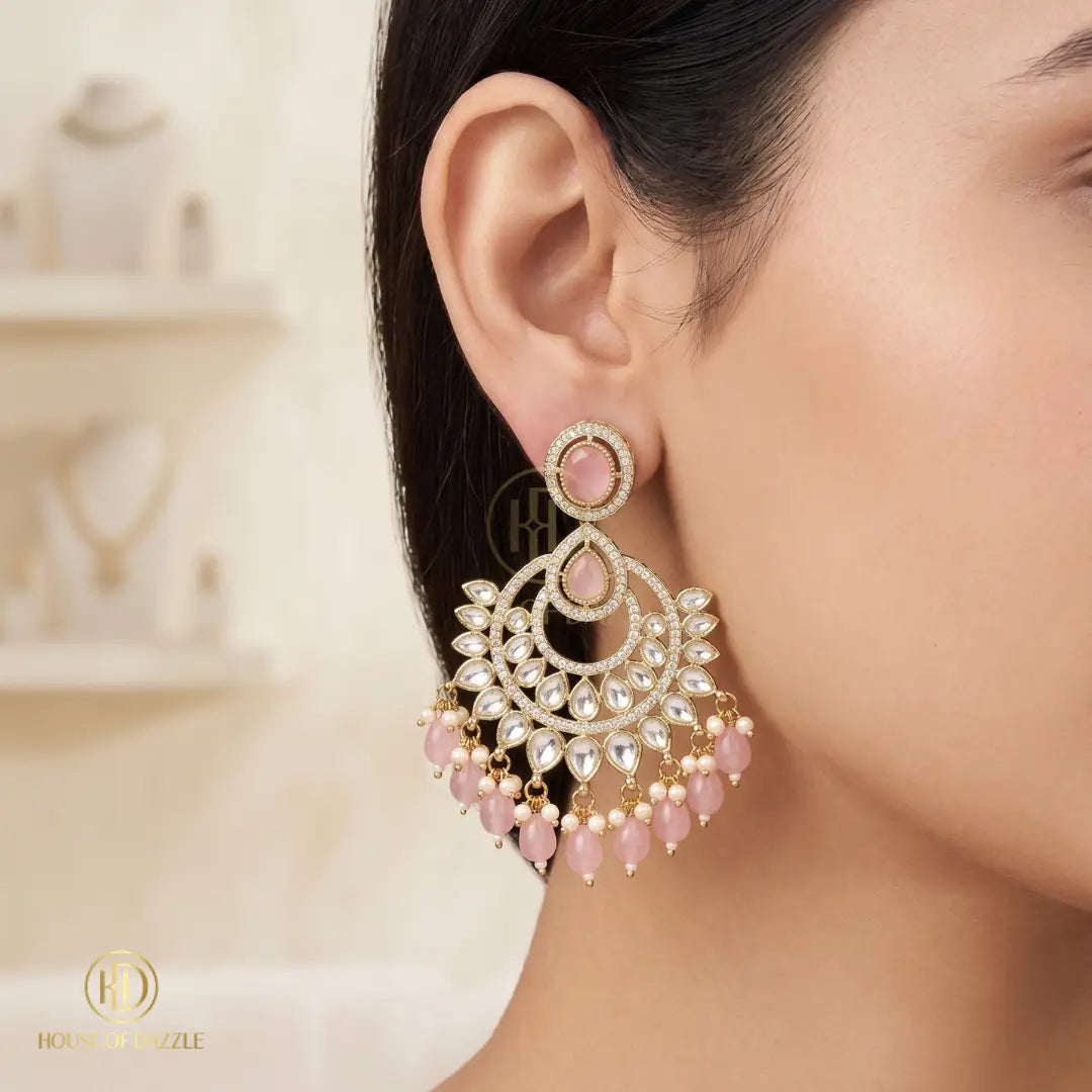 Blush Royale Kundan Chandbali Earrings