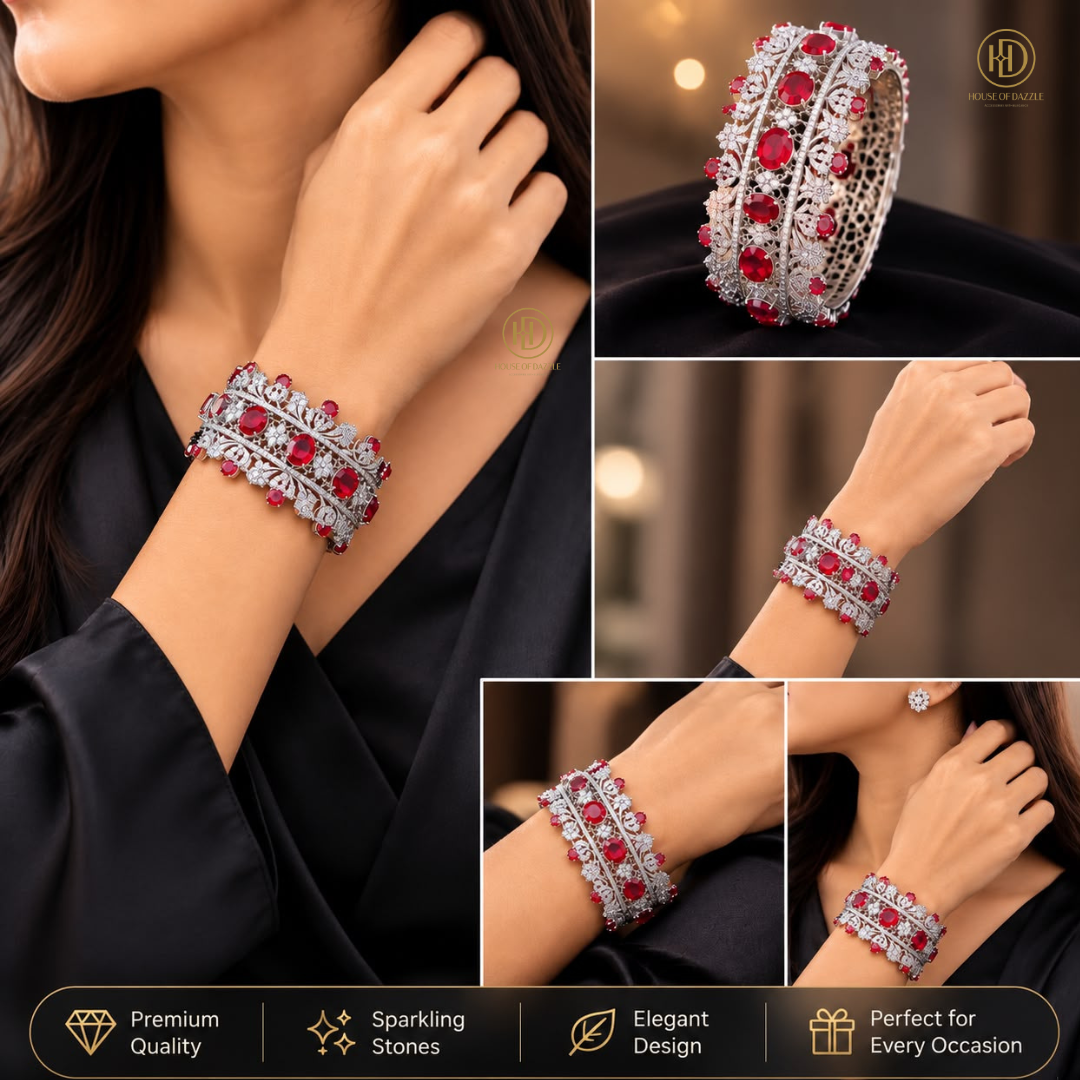 Ruby Floral Luxe Cuff Bracelet