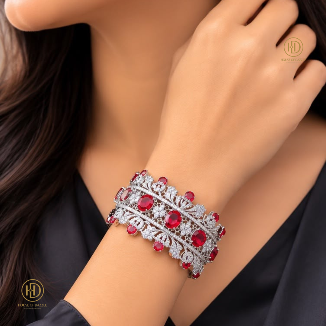 Ruby Floral Luxe Cuff Bracelet