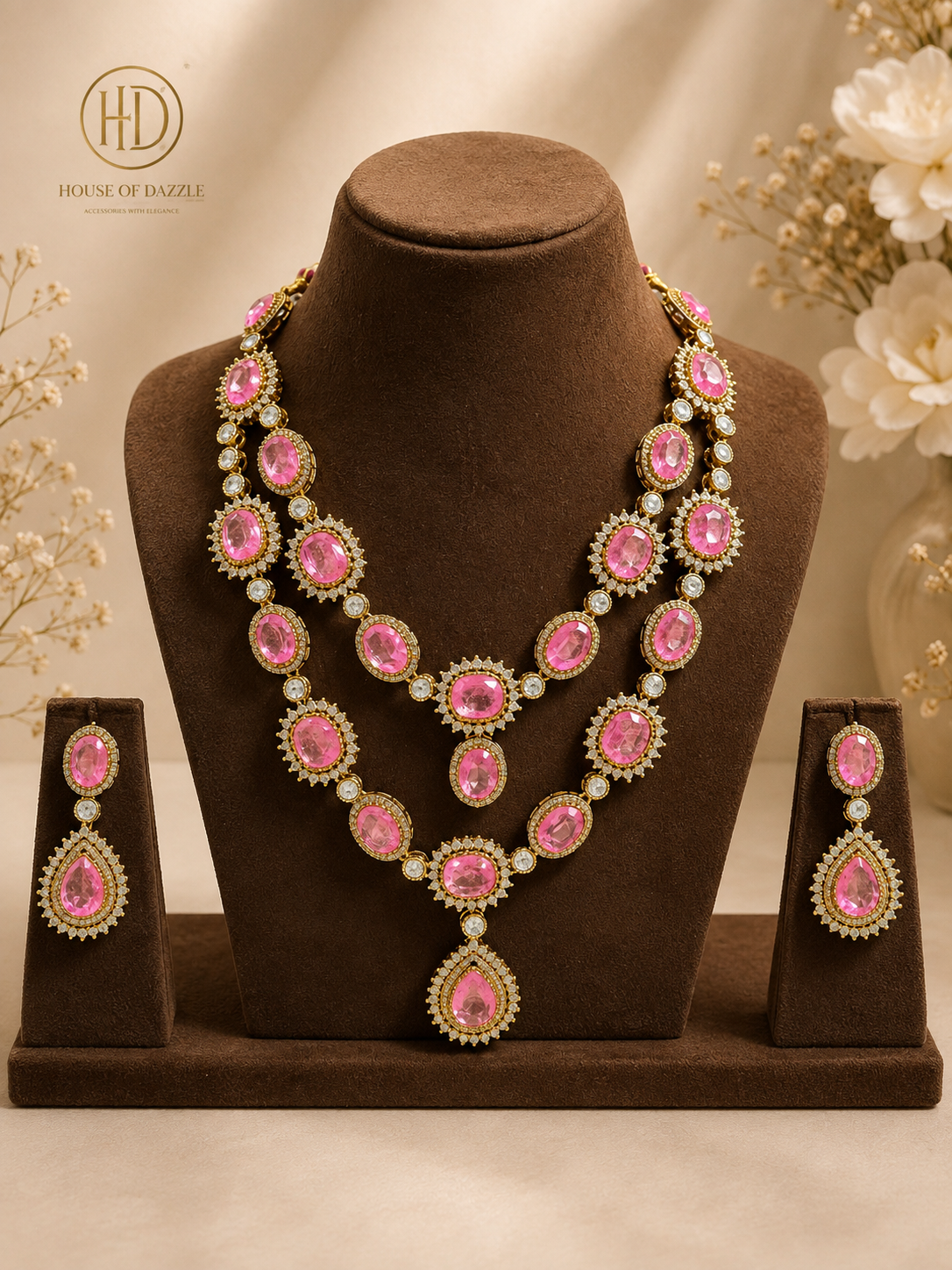 Pink Sapphire Royale Layered Necklace Set