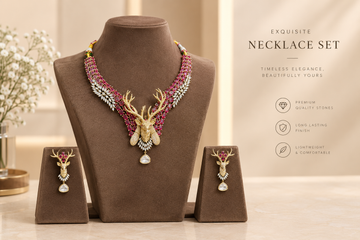 Ruby Deer Statement Necklace Set