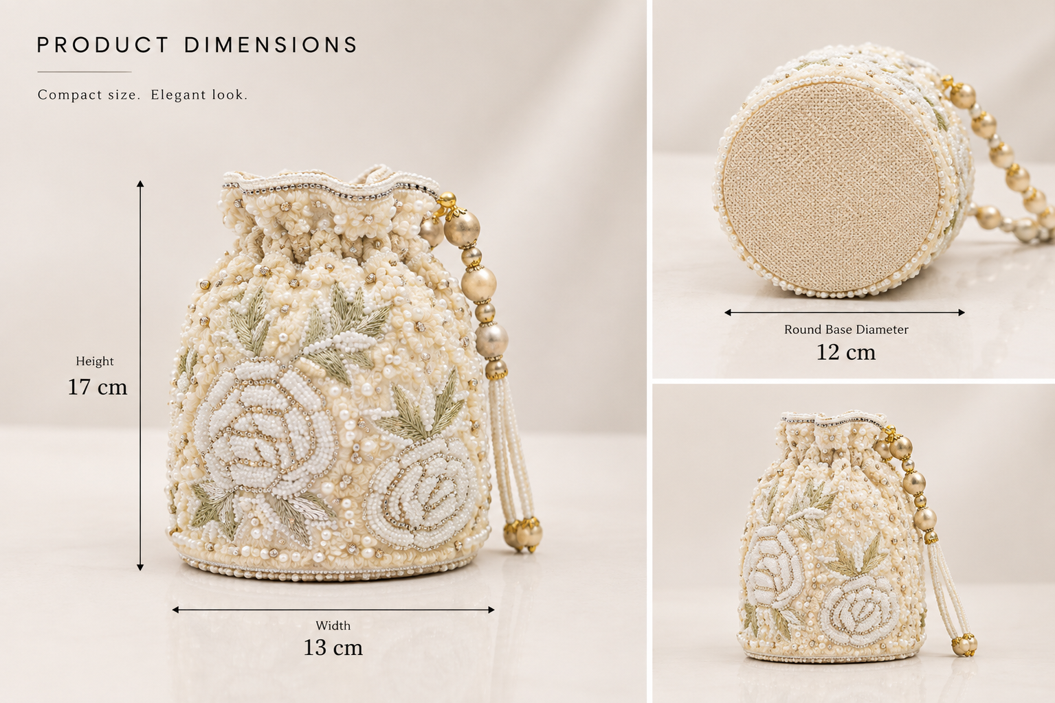 Pearl Floral Embroidered Potli Bag