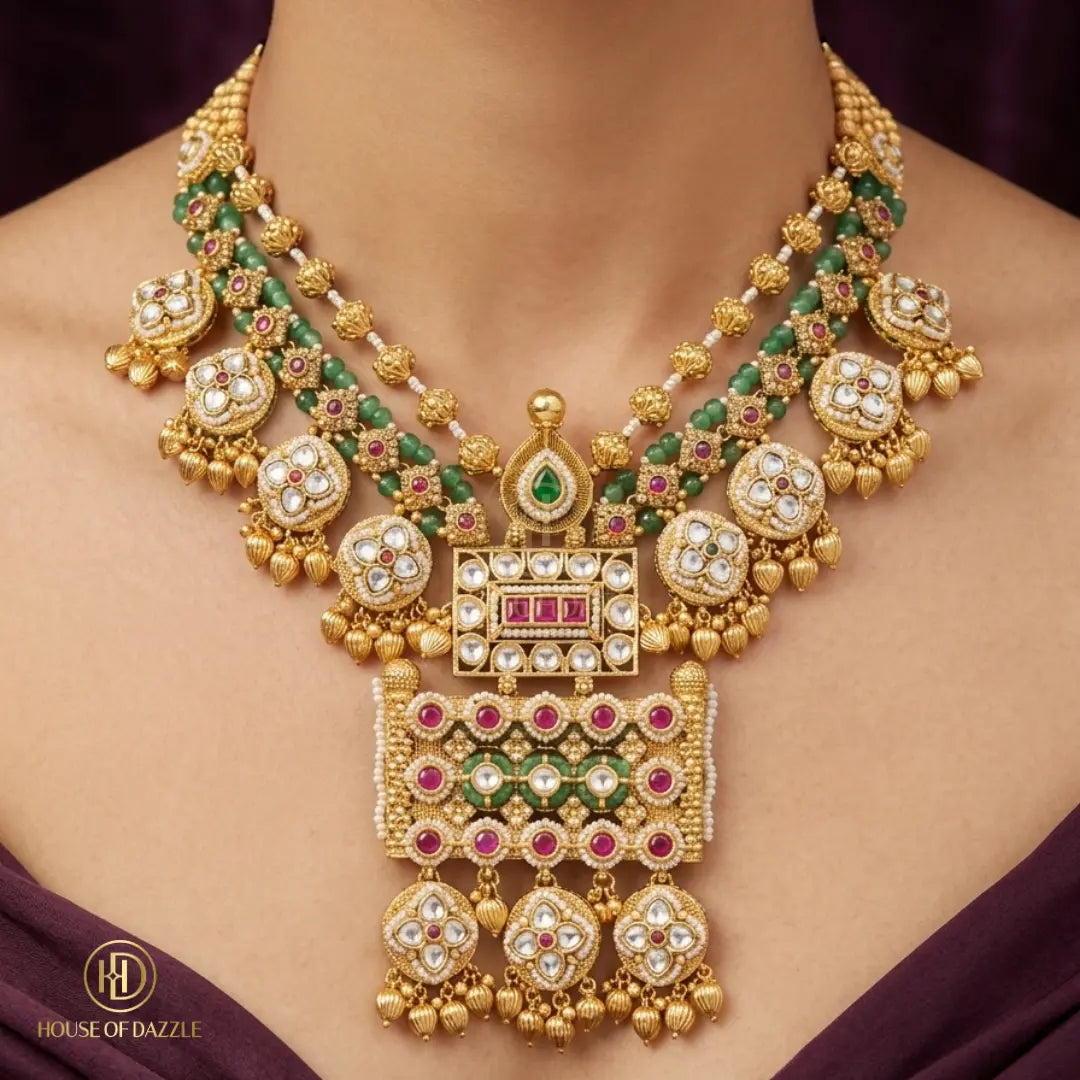Heritage Gold Temple Necklace Set