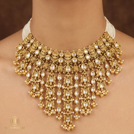 Royal Pearl Kundan Cascade Choker Necklace