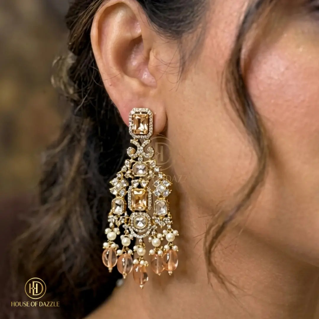 Champagne Kundan Pearl Bridal Choker Set