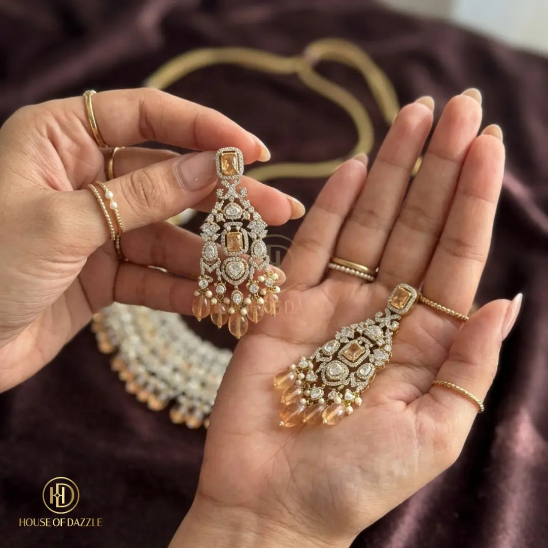 Champagne Kundan Pearl Bridal Choker Set