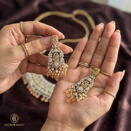 Champagne Kundan Pearl Bridal Choker Set