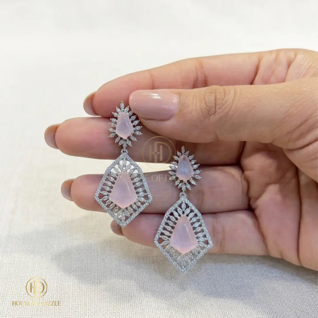 Pink Stone Diamond Necklace Set