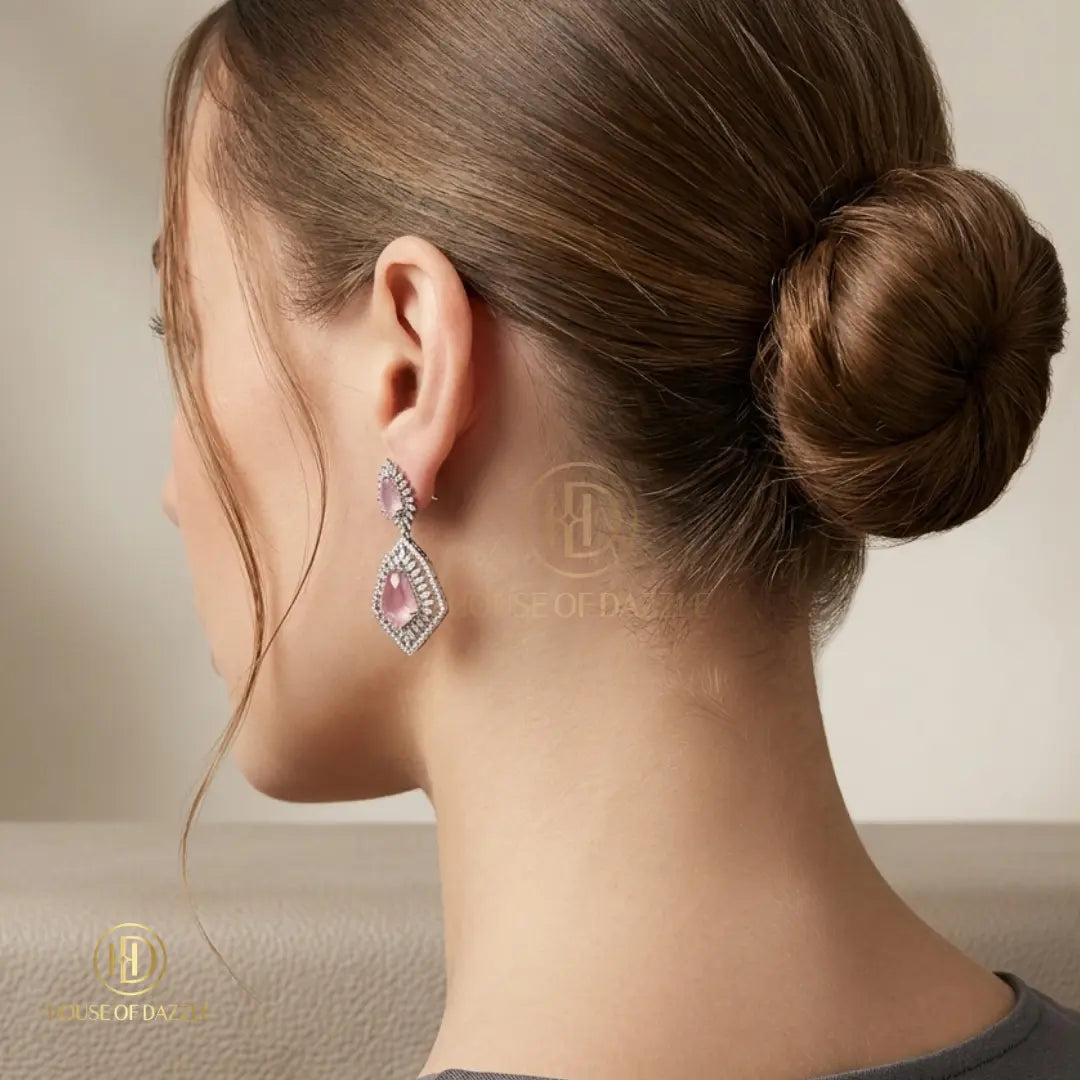 Pink Stone Diamond Necklace Set