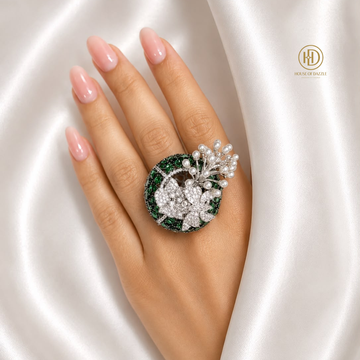 Emerald Pearl Garden Statement Ring