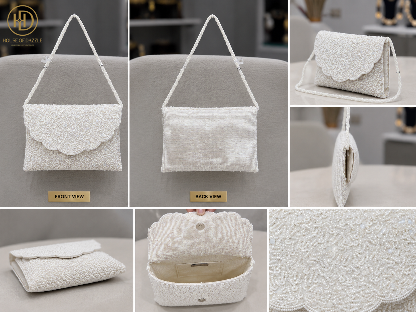 Ivory Pearl Lace Clutch