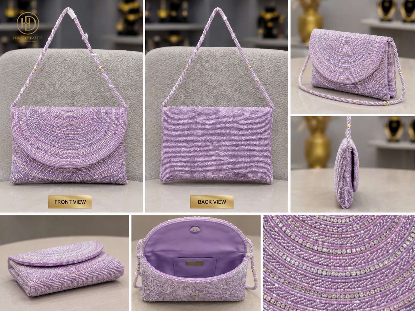 Lavender Pearl Beaded Clutch