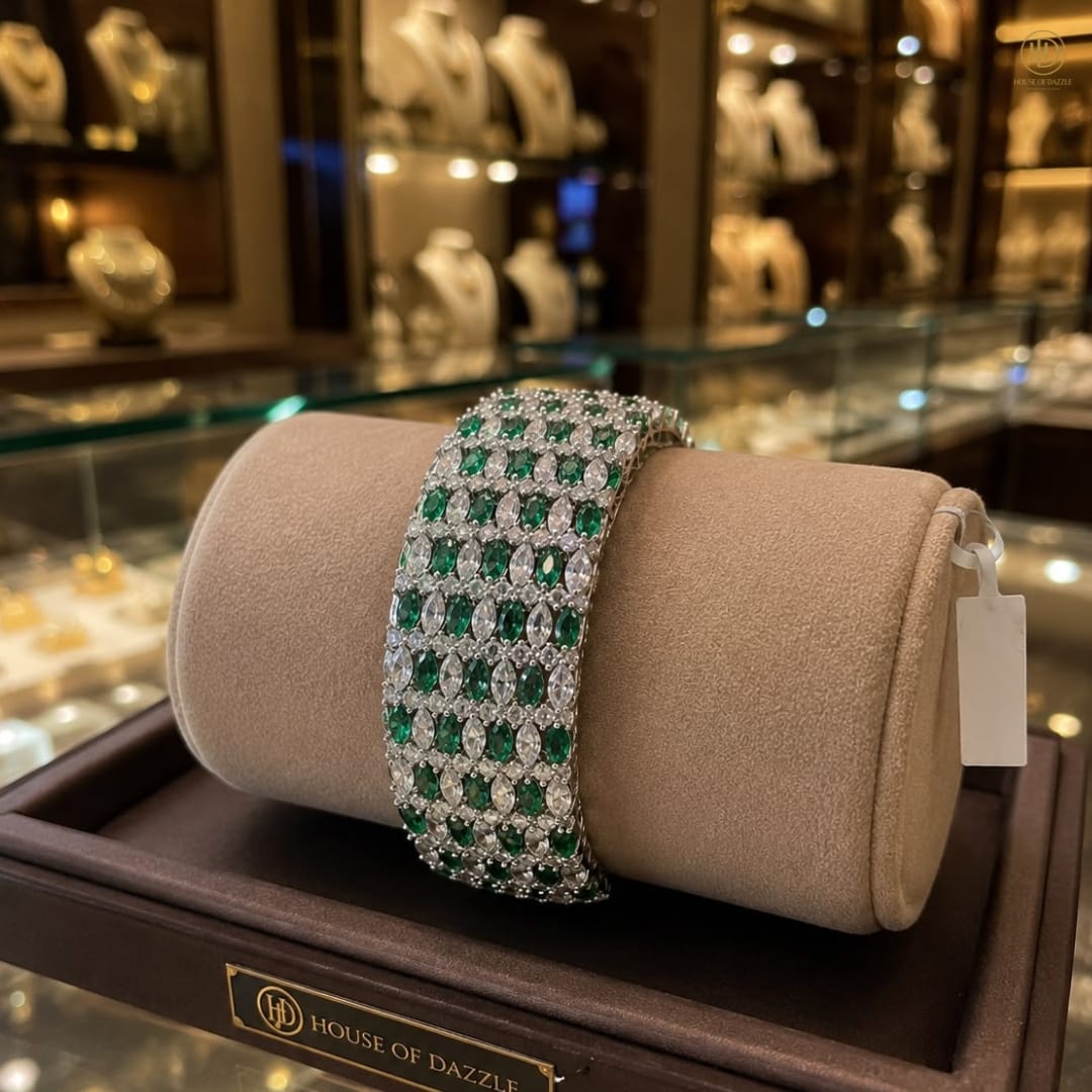 Emerald Luxe Pavé Cuff Bracelet