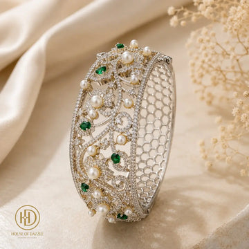 Emerald Pearl Filigree Bracelet