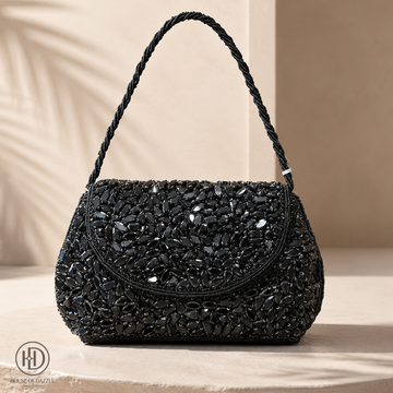 Black Crystal Beaded Evening Clutch