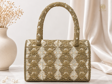 Antique Gold Floral Embellished Bag