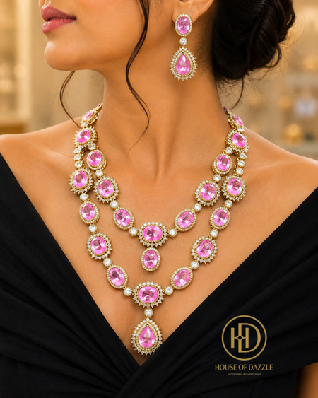 Pink Sapphire Royale Layered Necklace Set