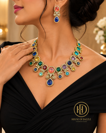 Regal Multicolor Gemstone Necklace Set