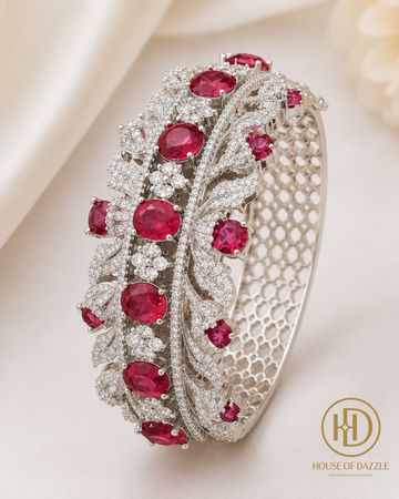 Ruby Floral Luxe Cuff Bracelet