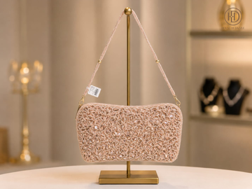 Rose Gold Beaded Elegance Clutch