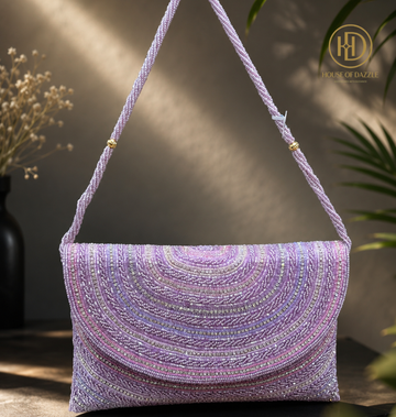 Lavender Pearl Beaded Clutch