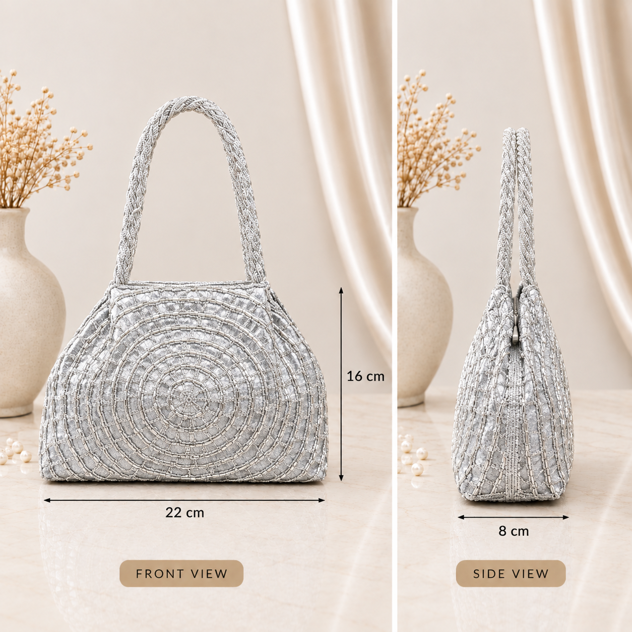 Silver Pearl Cascade Clutch
