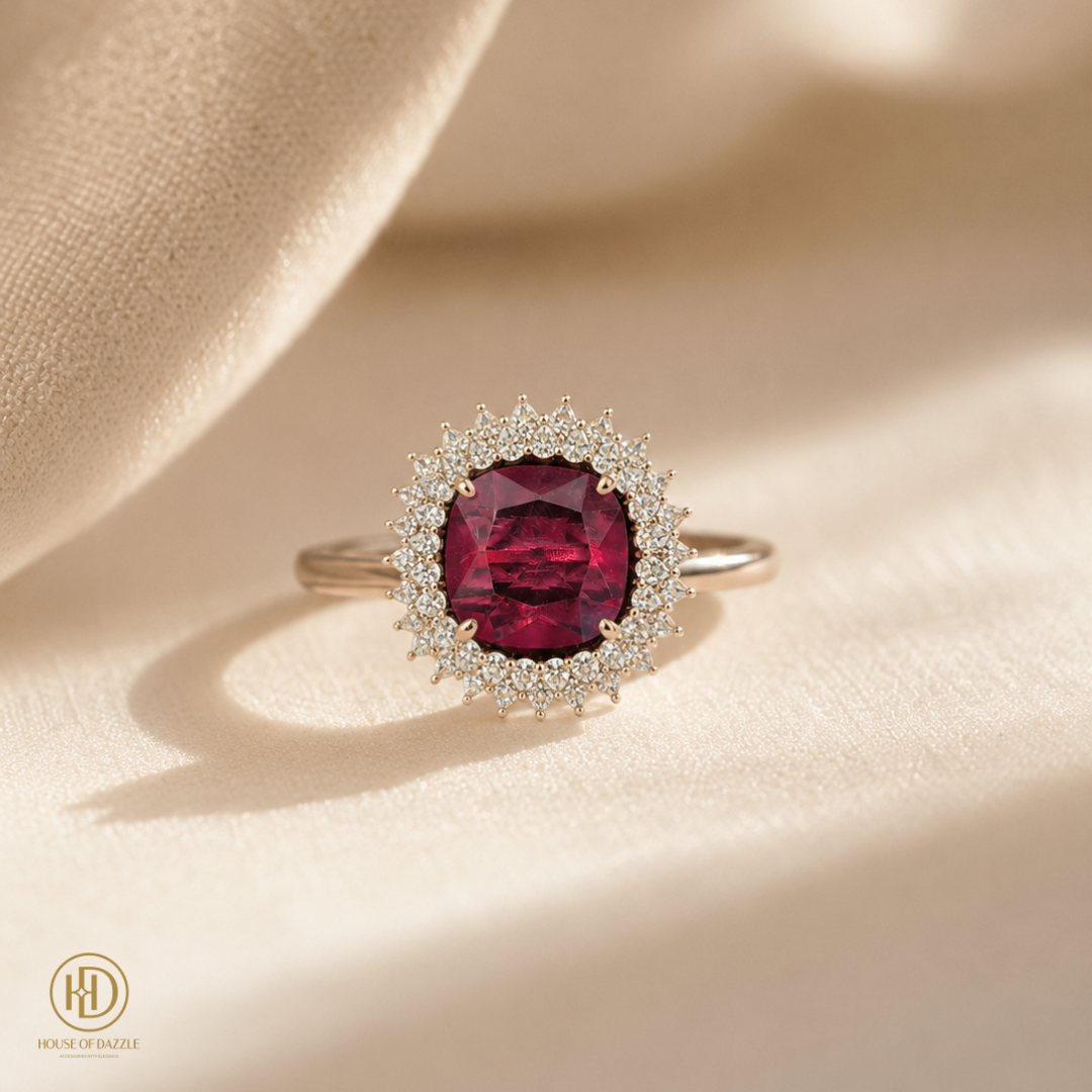 Ruby Red Halo Statement Ring