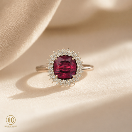 Ruby Red Halo Statement Ring