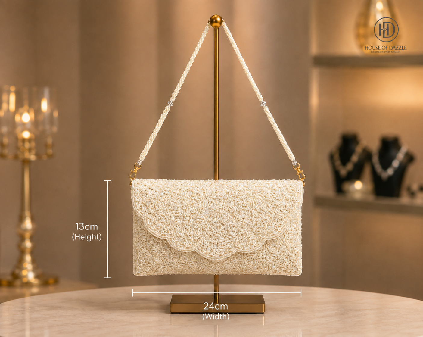 Ivory Pearl Lace Clutch
