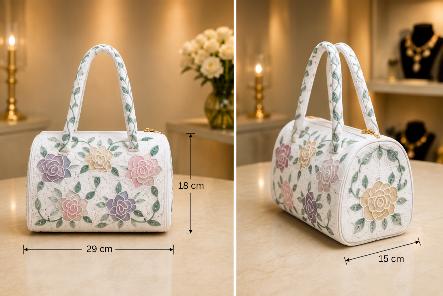 Pastel Floral Beaded Handbag