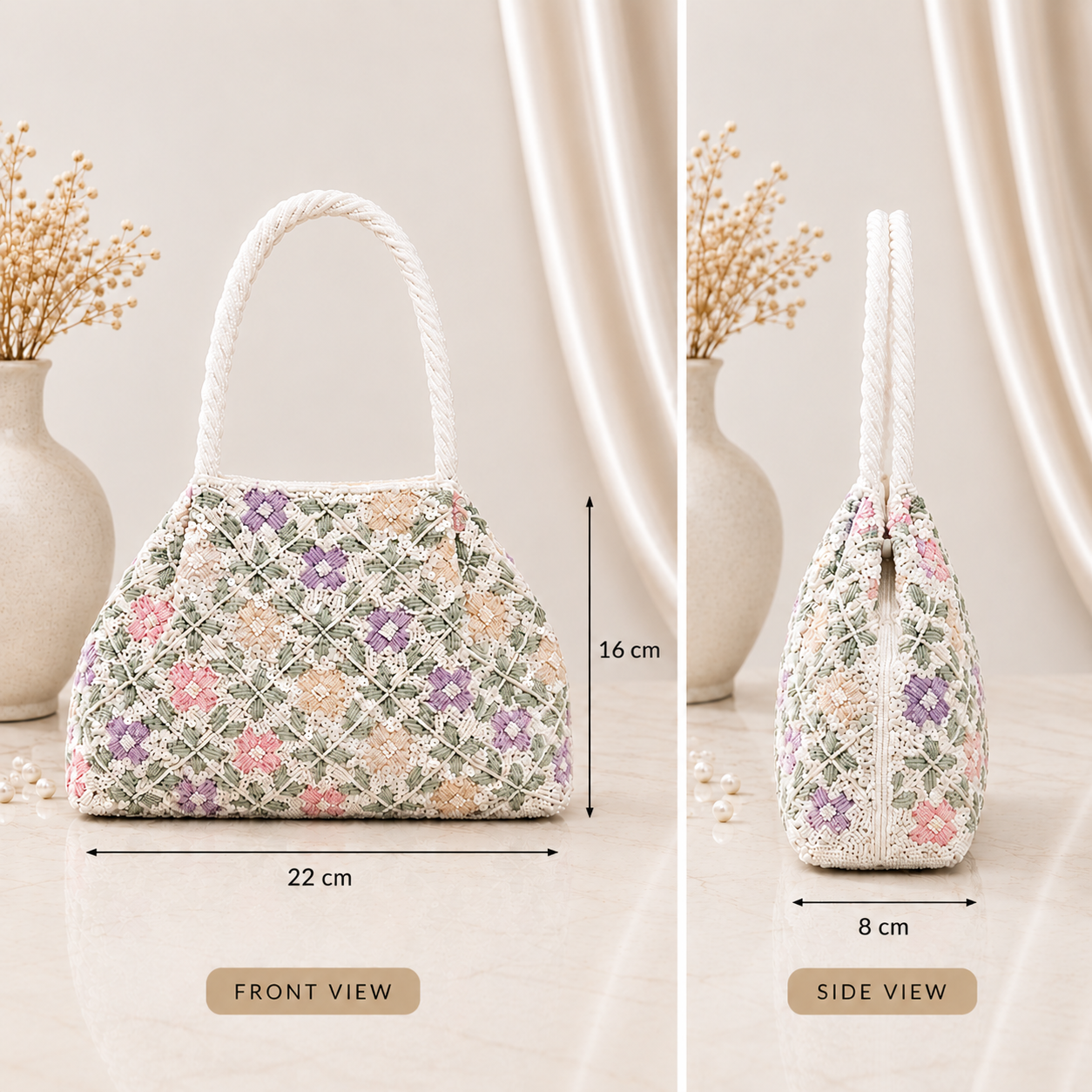 Pastel Floral Beaded Clutch